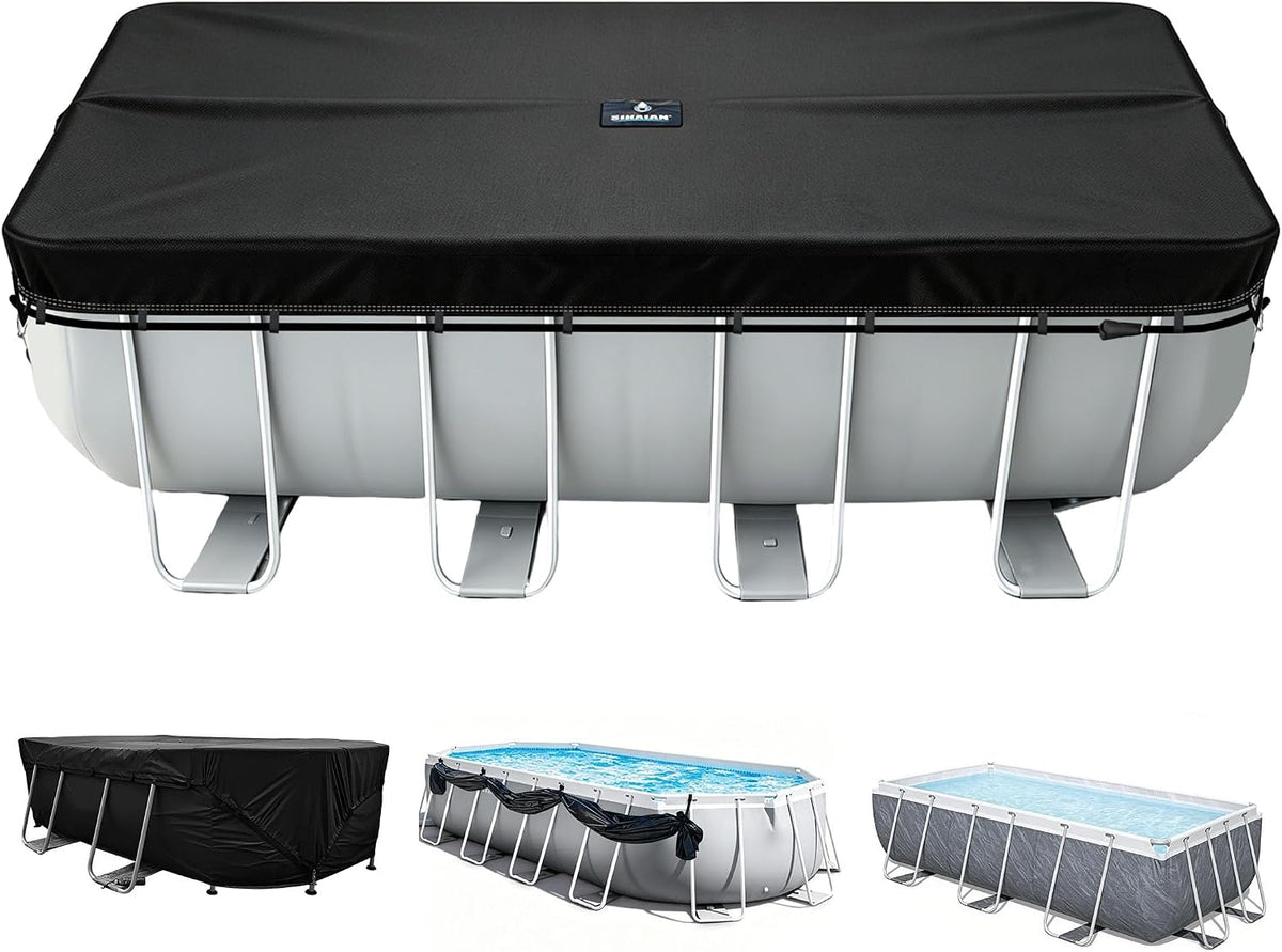 SIHAIAN Oval & Rectangular Pool Cover — Side Storage