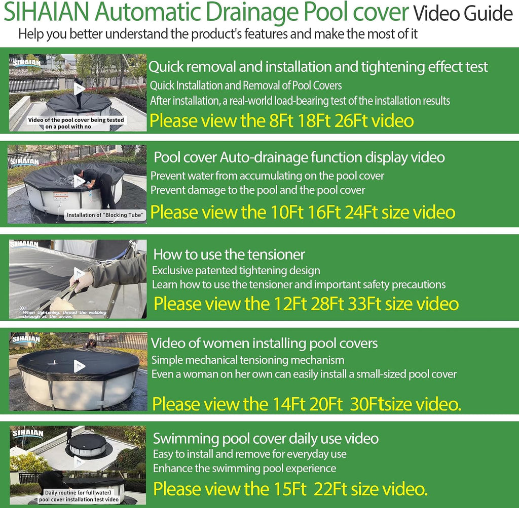 SIHAIAN Round Pool Cover — Automatic Drain