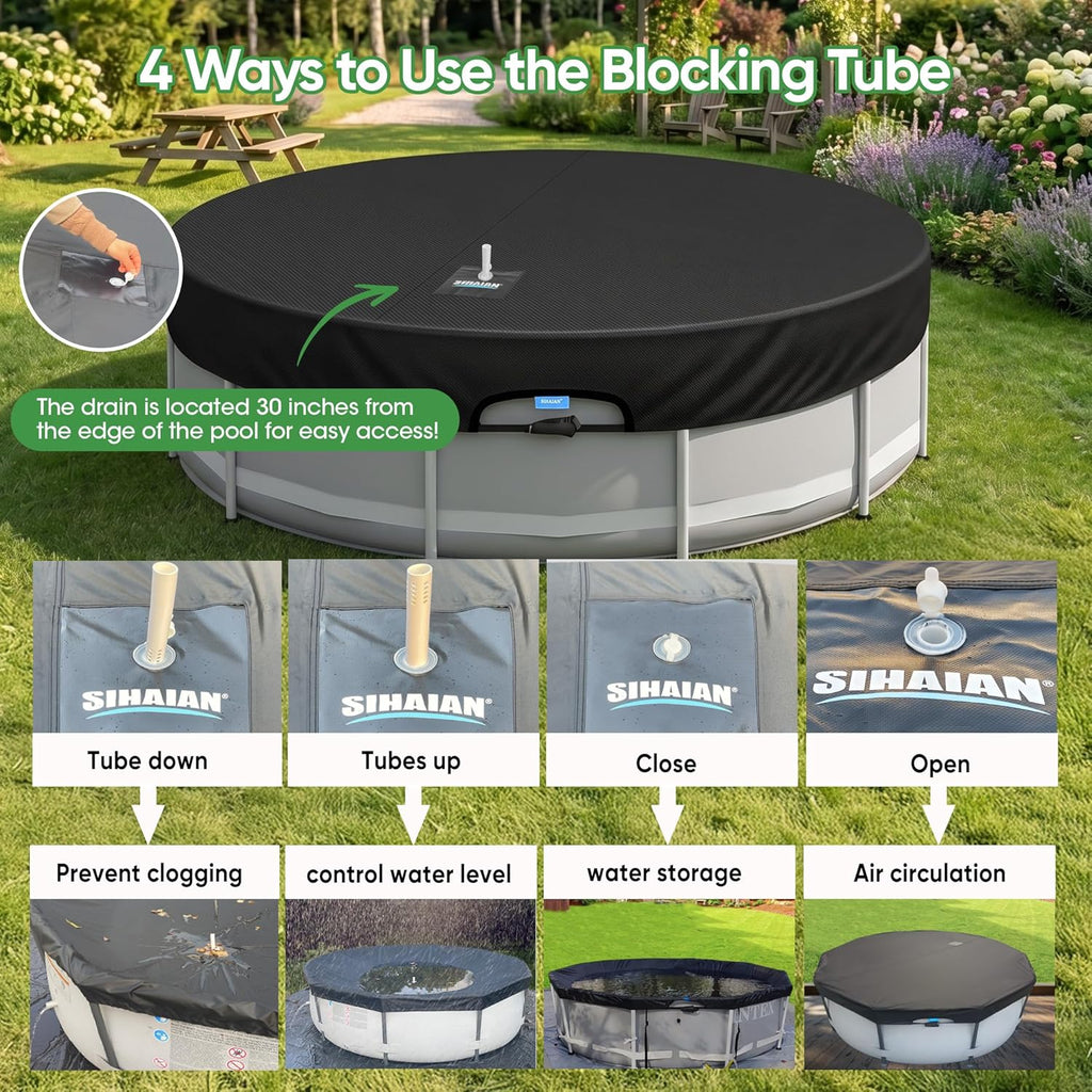 SIHAIAN Round Pool Cover — Automatic Drain