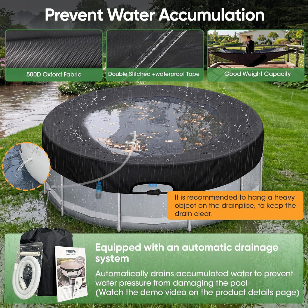 SIHAIAN Round Pool Cover — Automatic Drain