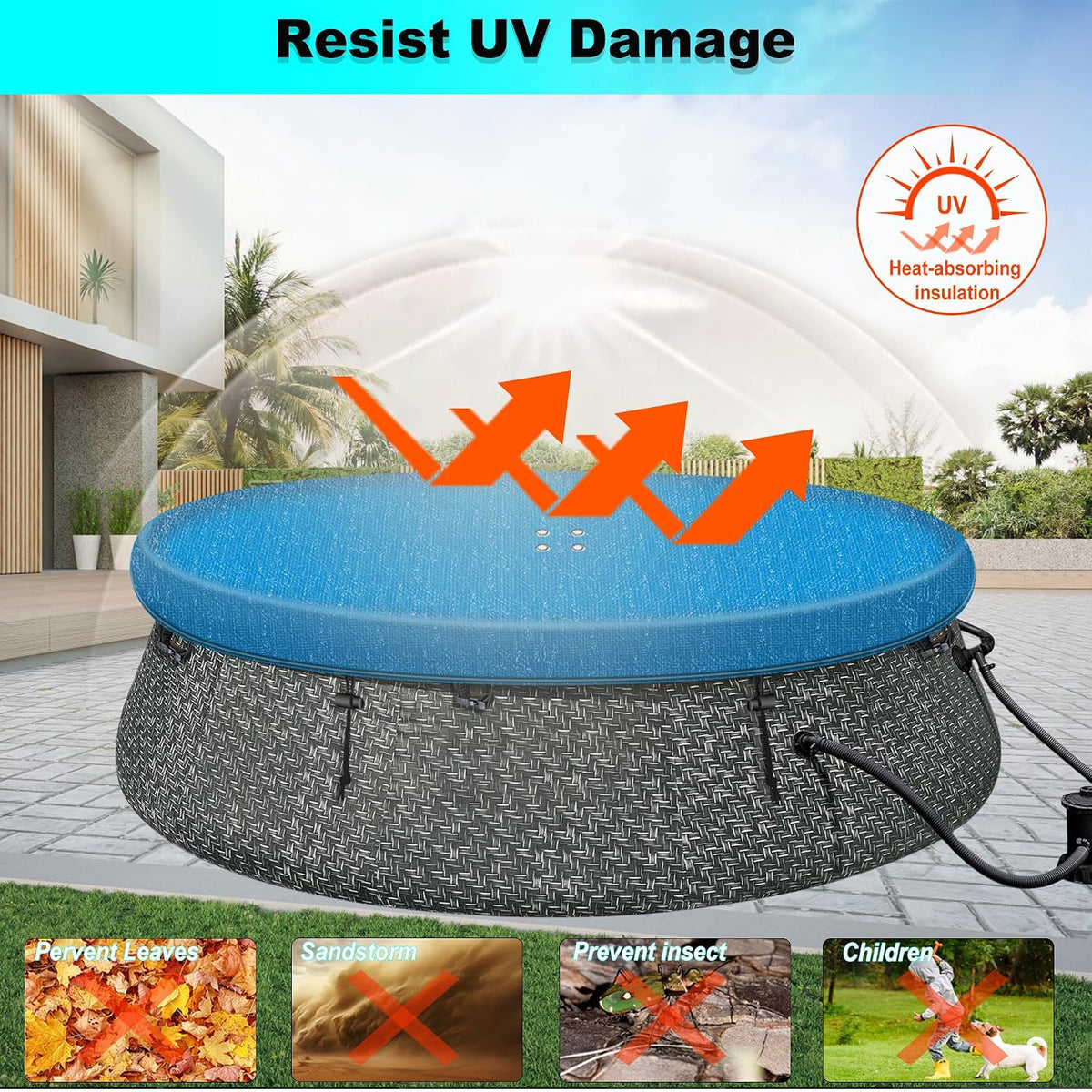 SIHAIAN Inflatable Above-Ground Pool Cover